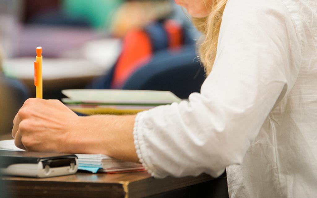 Student taking a test